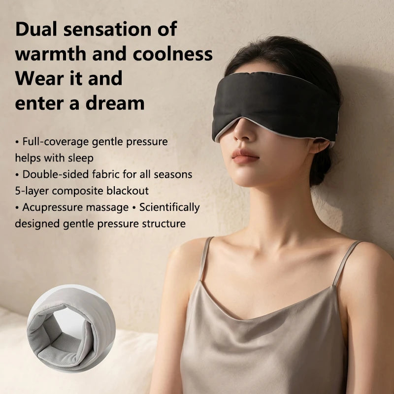 Sleep Eye Mask Sleep Ice Silk Breathable Relieve Fatigue Warm Cool Double-sided Full Coverage Blackout Noise Reduction Eye Mask